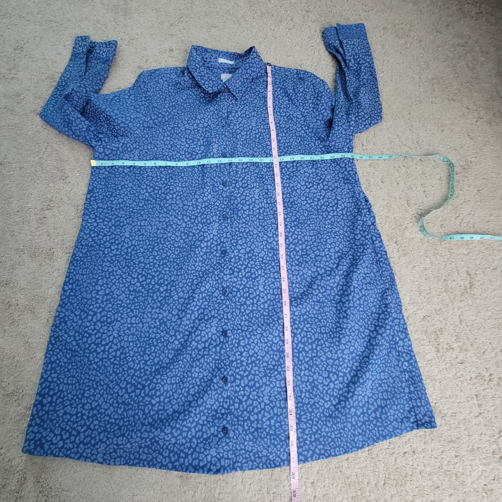Chicos Womens 4 Blue Long Sleeve Coolmax No Iron Stretch Shirt Dress - Picture 4 of 12